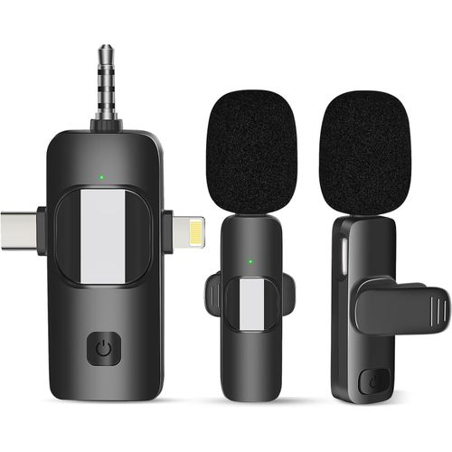 K15 Wireless Dual Lavalier Mic for Short Video Recording – Clip-On 3-in-1 Microphone for Vlogging