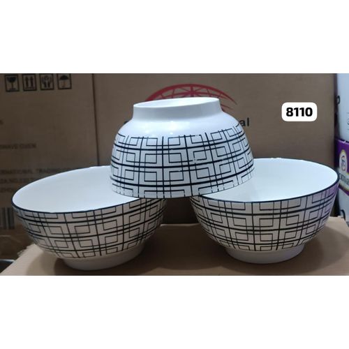 6pcs White & Black Ceramic Bowls Set