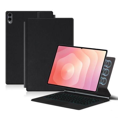 Touchpad Backlit Keyboard Case for Samsung Galaxy Tab S11 Ultra 14.6" (2025), 7 Color Rainbow Backlight Detachable Wireless Multi-Touch Trackpad Keyboard with PU Leather Folio Case