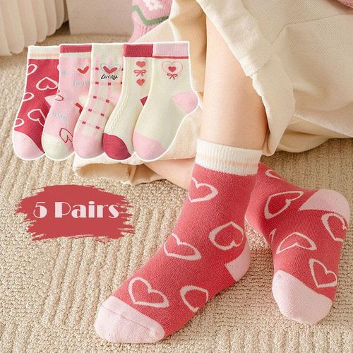 1-14T Kids Socks Spring Autumn Cotton Socks 5 Pairslot Soft Cotton Socks Calf Socks Little Big Boys Crew Sock5-8 years old