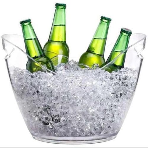 Premium Clear Acrylic Ice Bucket With Integrated Handles, Shatterproof Large Capacity Beverage Chiller Tub For Wine Champagne And Beer