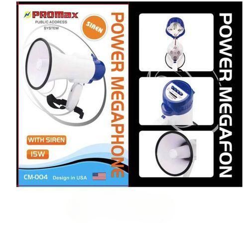 Promax 15W Public Address System With Siren Power Megaphone PA Speaker