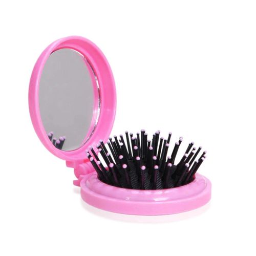 Mini Folding Mirror with Comb, Compact Pop up Pocket Brush, Small Travel Size Flip Hair Brush for Purse or Backpack