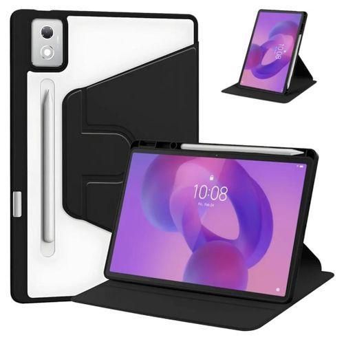 Folio Lenovo Idea Tab Pro/P12 12.7 2025 Cover, Clear Acrylic Multi-Angle Hard PC Case with Pen Holder Protective Stand Cover for Lenovo Idea Tab Pro/P12 12.7 Black
