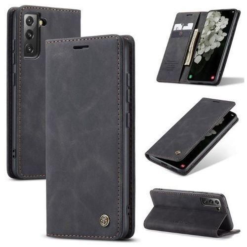 Caseme Wallet Black Suede Leather Flip Case For Samsung Galaxy S22 Plus