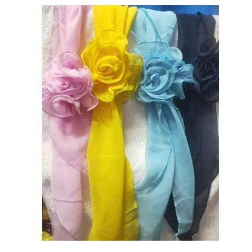 Black-Elegant Floral Chiffon Scarves-1pc