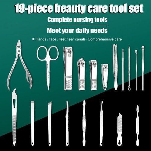 19pcsset beauty care tool set Ear Pick Grooming Nail Clipper Cutter Trimmer Kit Feet Hand Tools