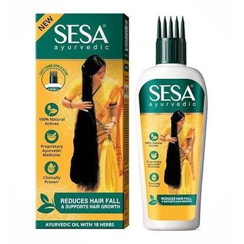 Sesa Ayurvedic Hair Oil With Bhringraj 17 Rare Herbs With Coconut Oil and 4 Nourishing For Hair Growth Help Control Hair Fall with Easy Applicator For Women and Men 200ml