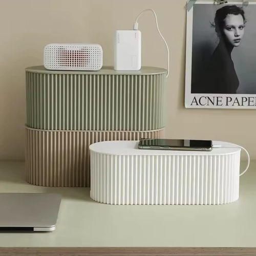 Cable Management Box, Large Plug Board Storage Box on Desk, Wire Cable Storage Case Organizer Box Socket Plug Wireless WiFi Router Board Bracket for Home & Office,Easy to Use