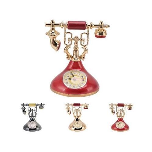 Vintage Telephone Clock Alarm Clock Vintage Old Telephone Table Clock Antique Model Rotary Alarm Clock, Retro Telephone Model Alarm Clock Creative Timekeeper Desktop Ornament for Home Room Bedside Table Decoration, Sleep Timer