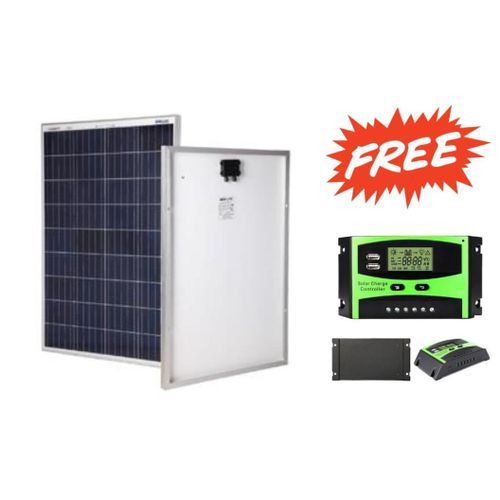 100Watts Solar Panel 100 Watts Monocrystalline All Weather Solar Panel + Free 10A Solar Charge Controller