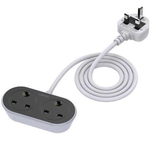 SC2018 10M Extension Power Socket - 2 AC Outlets, 10A, Fire-Resistant, White