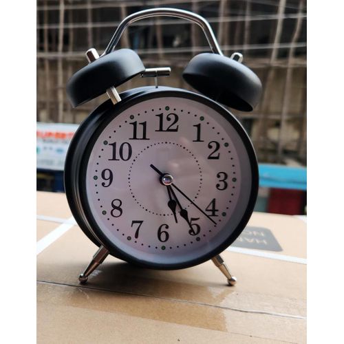 Vintage Alarm clock classic retro twin bell design with a brushed metal frame very loud