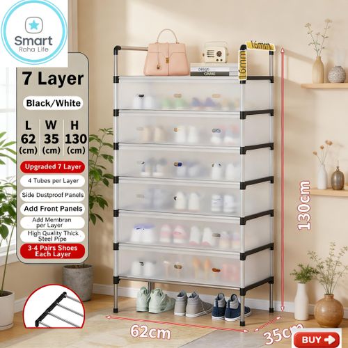 RahaLife Shoe Rack Organizer 7 Tiers Dust-proof & Stainless Steel Free Standing