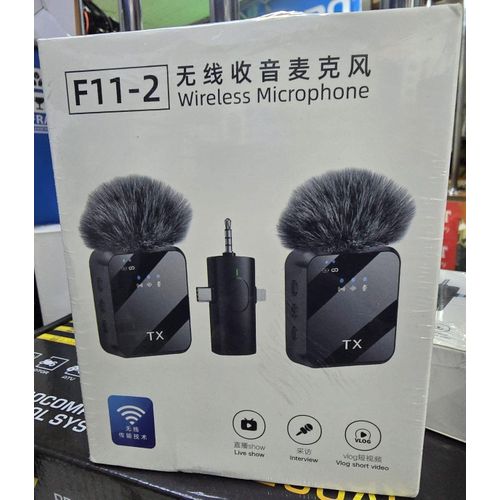 F11-2 Mini Wireless Lavalier Microphone – Portable 3-in-1 Plug & Play Device for Interviews & Vlogs