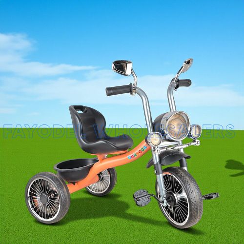 Kids Tricycle Age 1–4 Years Toddler 3-Wheel Ride-On with lights and side mirrors