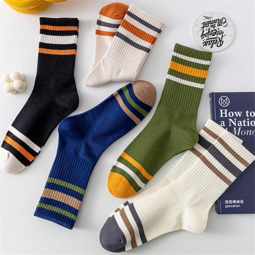 5 pairs of antibacterial socks for men, anti-odor and sweat-absorbing mid-tube socks for sports-Multi