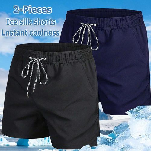 Unisex Athletic Shorts, Navy & Black.1703 Elastic waist for comfort, striped sides for style. Durable, breathable fabric, perfect for sports like jogging and daily wear. Long - lasting, easy to m