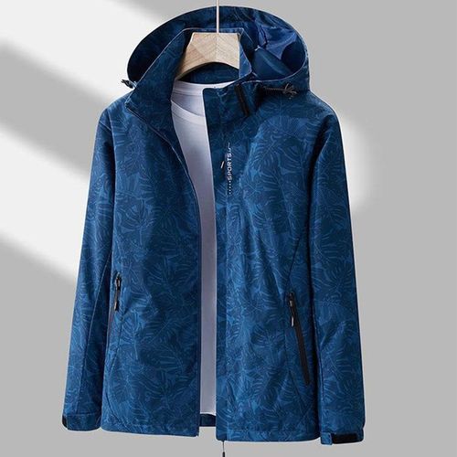 Men's Submachine Jacket Printed Windproof Waterproof Outdoor Sports Blue