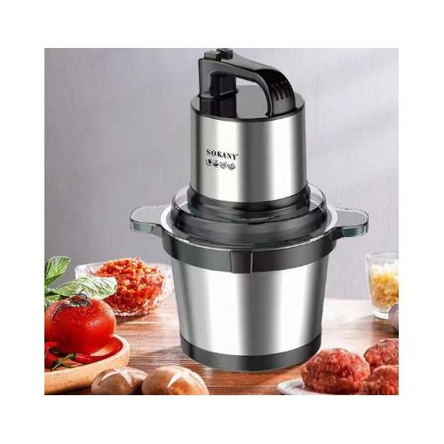 800W Stainless Steel Electric Food Chopper with 4L Bowl 2 Speeds 4 Stainless-Steel Blades
