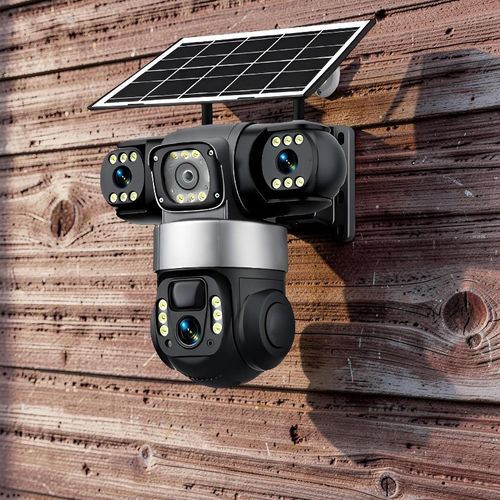Property Protection Remote Security Setup 4G PTZ Three Lens Solar Camera