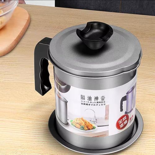 Stainless Steel Oil Filter Pot 14L Non-Stick Oil Storage Strainer Grey