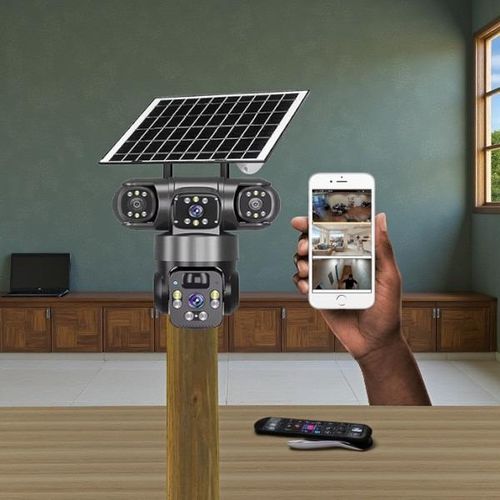 Multiple Smartphones Monitoring Support system from V380 Pro 4G Sim card PTZ Rotating Triple Lens Three Lens Three screens 20MP Ultra HD 16X Zoom Colored Night Vision Outdoor Security Solar CCTV Camera