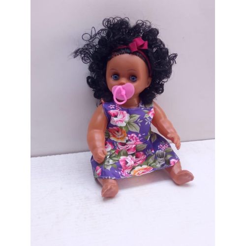 BlackAfrican doll With a pacifier make crying sounds 28cm long