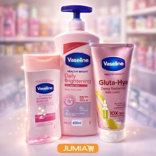 Vaseline 3 In 1 Brightening Package Intensive Care Vitamin B3 Body Oil 200ML Daily Brightening Even Tone Lotion 400ML Gluta-Hya Dewy Radiance Serum Burst Lotion
