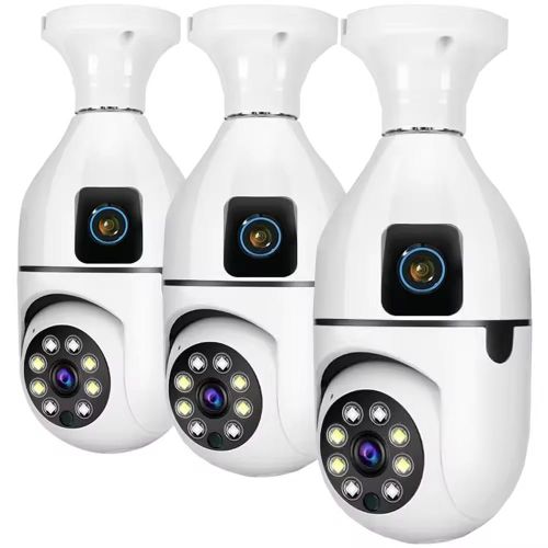 Dual lens CCTV bulb camera wireless PTZ dual lens bulb camera wifi dual CCTV bulb camera