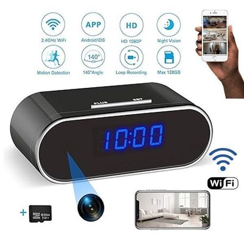 Premium Quality Hidden Monitoring 1080P Full HD 4K WiFi Alarm Table Clock Hidden Spy Camera