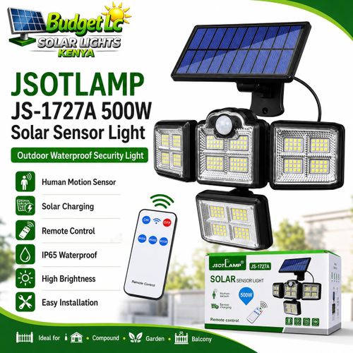 500W Solar Sensor Light – Outdoor Waterproof Security Wall Light With Motion Sensor, Remote Control & Solar Panel
