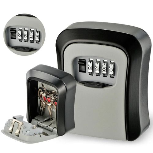Anti-Theft Key Lock Box - 4 Digit Security Password Combination - Rustproof Outdoor Wall Mount Safe Lockbox