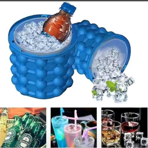 Silicone Ice Cube Maker Bucket – Portable Ice Genie Mold with Lid