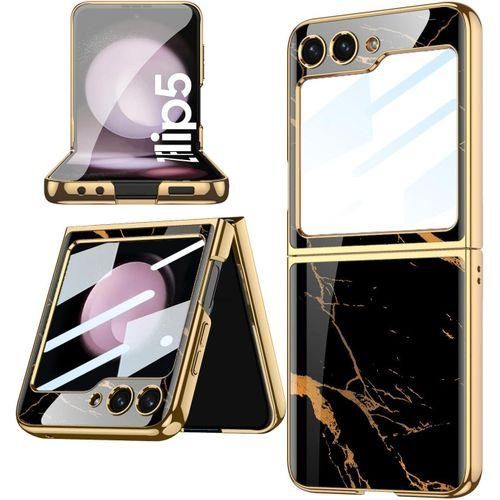 Gold and Black Ultra Slim Marble Cover Case for Samsung Galaxy Z Flip5