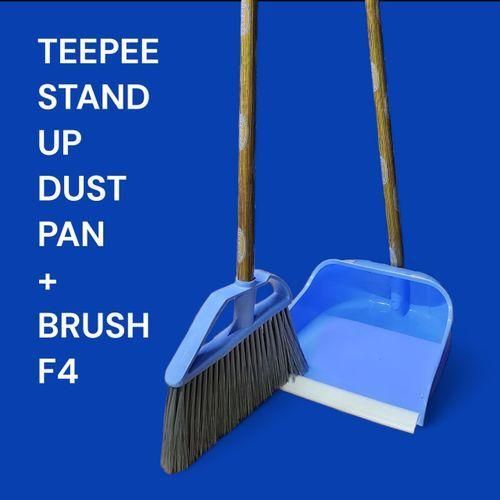 Stand-Up Dustpan with Brush Set blue