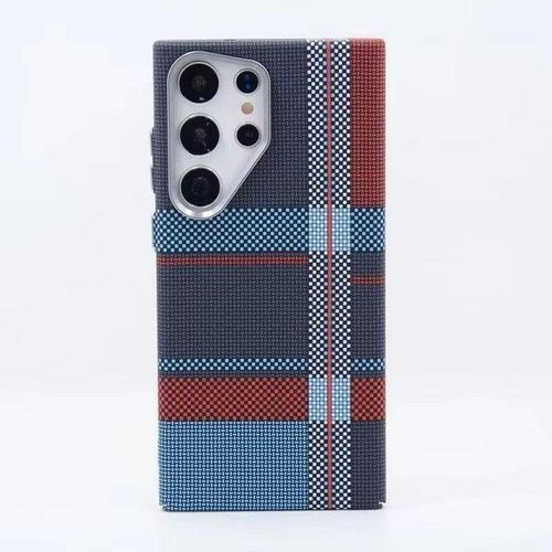 Luxury Tribal Covers for Galaxy S22 Ultra Carbon Fiber Case in Blue Black Accent, Slim Lightweight Shockproof and MagSafe Compatible Design