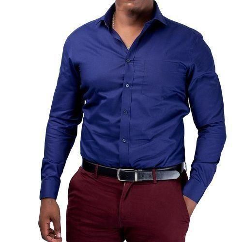 Navy Blue Men's Turkey Long Sleeve Formal Shirt