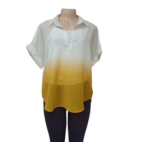 White and Mustard Chiffon Top
