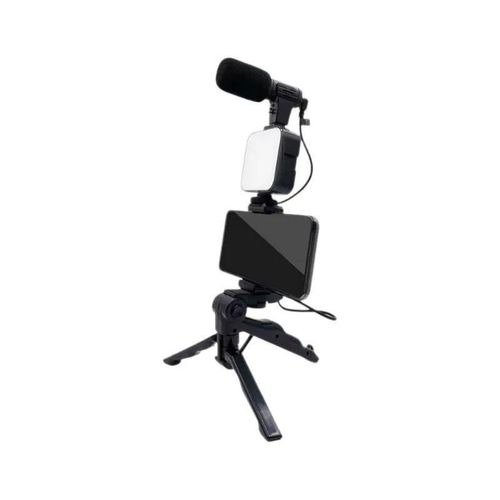 AY-49RGB Video-Making Kit – RGB LED Panel, Noise-Canceling Microphone, Tripod, Smartphone Holder, All-in-One Setup for Vlogging & Live Streaming