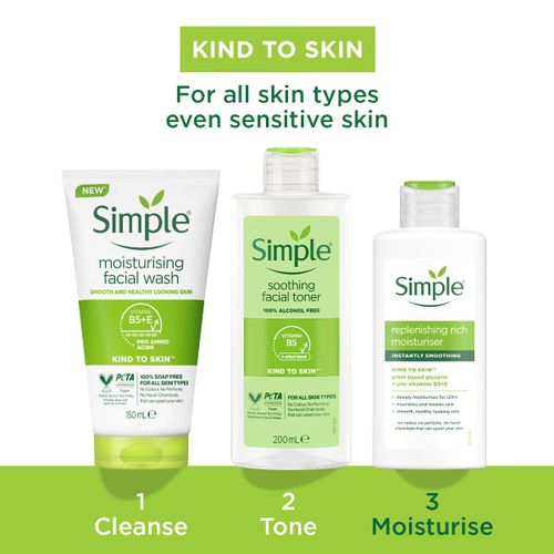 Combo Pack, Moisturising Face Wash, Soothing Facial Toner and Replenishing Rich Moisturiser