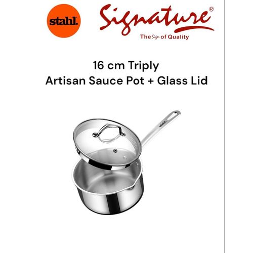 16 Cm Triply Artisan Sauce Pot Plus Glass Lid (Stahl)