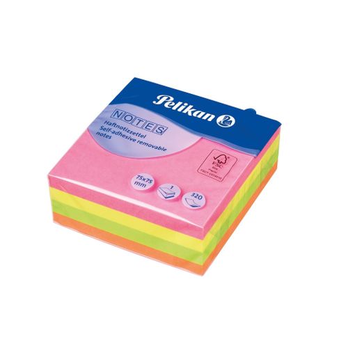 Pelikan Notes Neonmix format 75 x 75 mm 320 sheets Self-adhesive sticky notes It can be written on with a pencil, ballpoint pen
