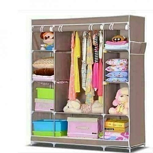 Generic Portable Wardrobe 3 Columns 130 170 45cm Brown