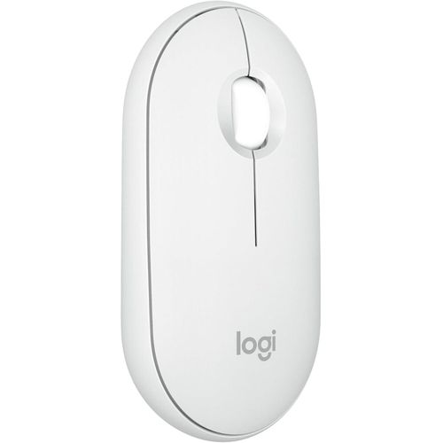 Pebble Mouse 2 M350s Wireless Bluetooth Mouse, Tonal White – Silent Clicks, Multi-Device Connectivity, Customizable Button, Slim Portable Design, Long Battery Life for Laptop, Tablet & Desktop