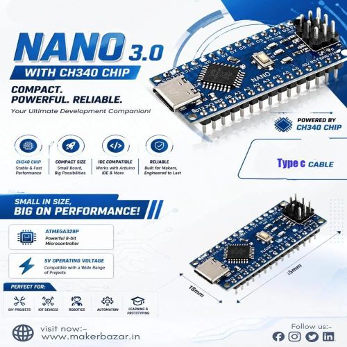 Arduino Nano 3.0 Atmega328 Micro Controller Board Module PCB Development Board Type C