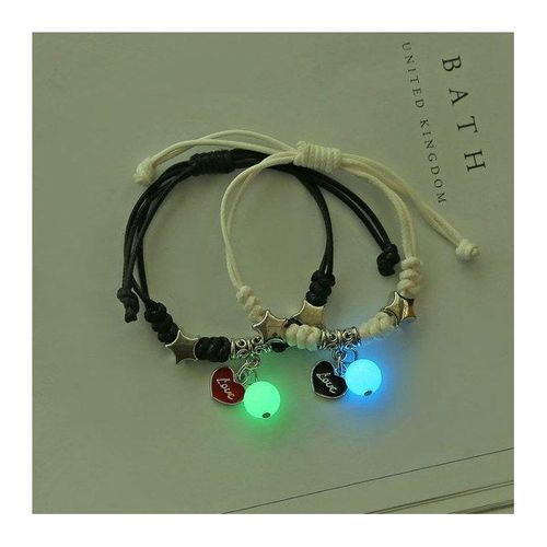 2PcsSet Couple Luminous Pearl Love Bracelets