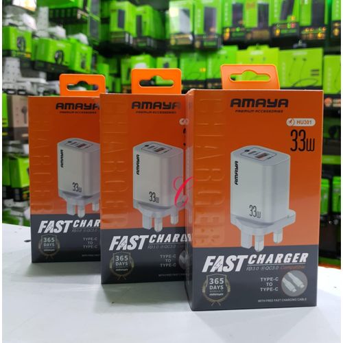 Amaya HU301 33W Super Fast Wall Charger – Compact Power For Smartphones & Tablets
