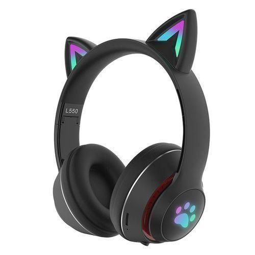 Bluetooth Headphone Headset Cartoon Luminous Cat Ears Stereo Wireless With Mem Card Slot
