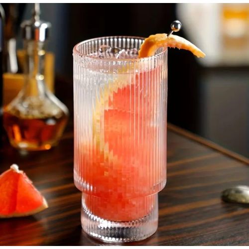 6pcs Highball crystal ribbed glasses